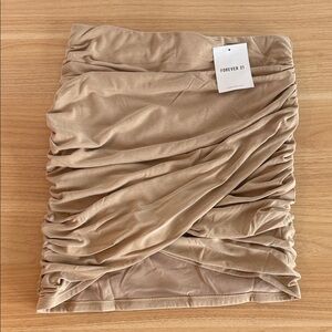 Forever 21 Tan Ruched Pencil Skirt NWT